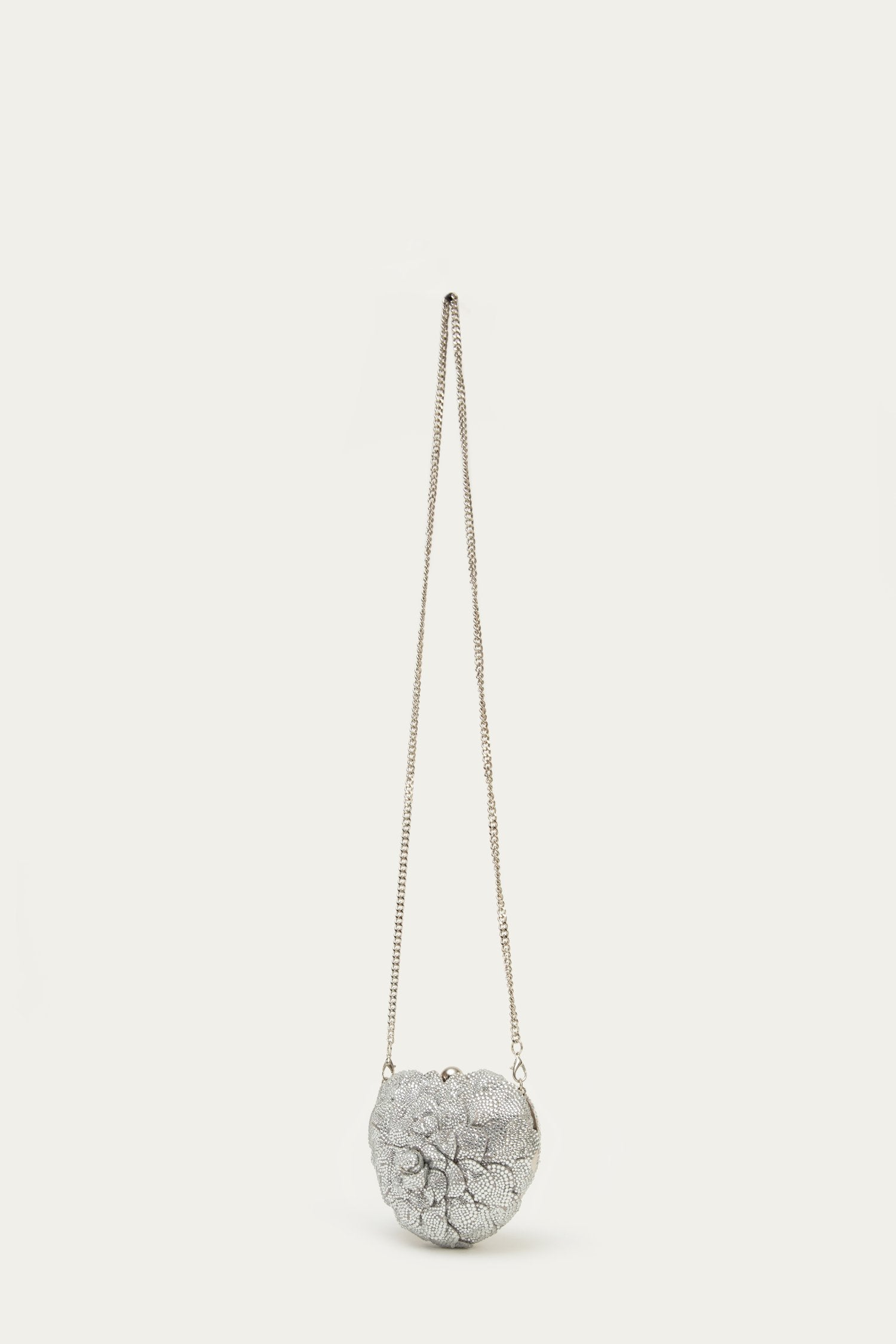 Isa Crystal Heart Clutch -Silver
