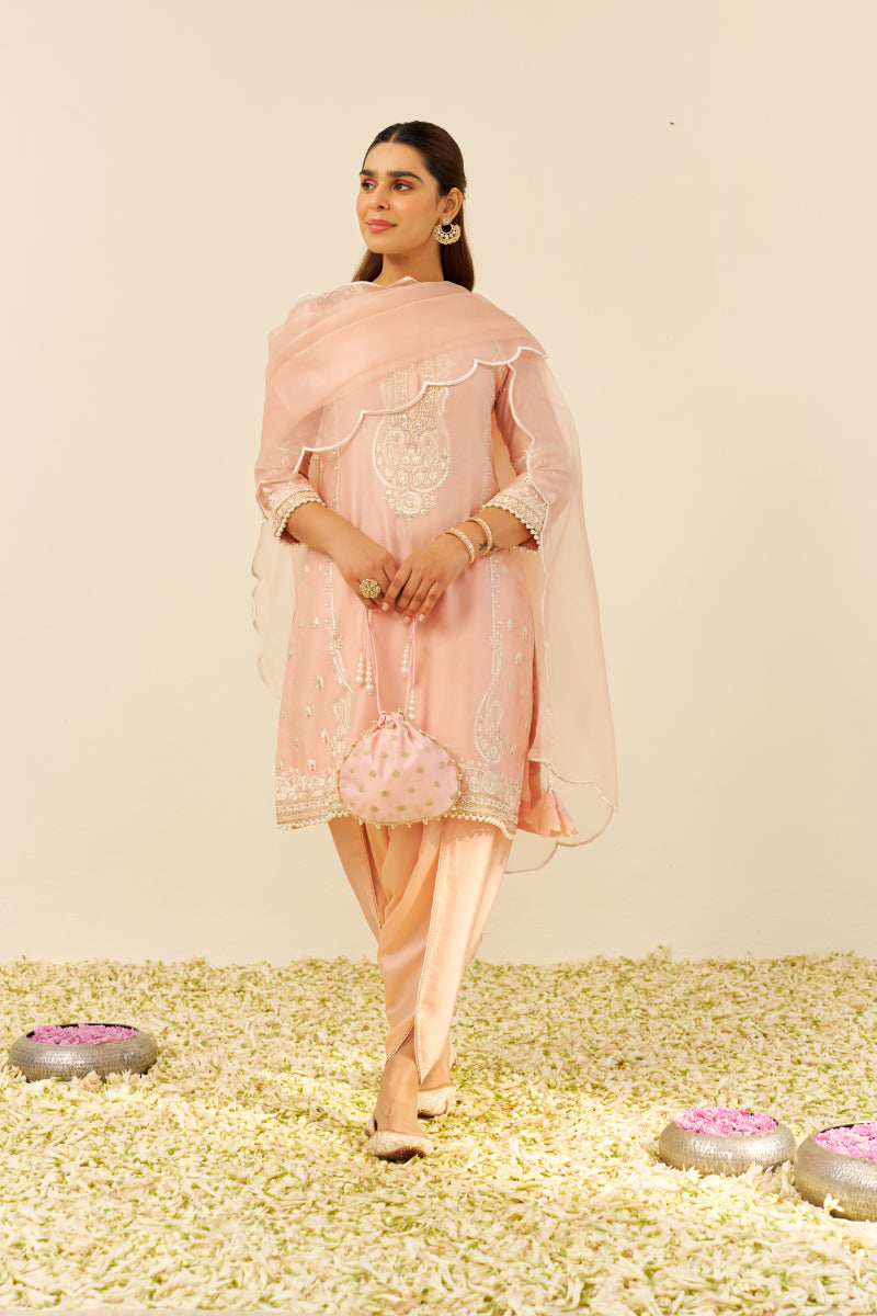 Zahra - Short Kurta With Dhoti And Dupatta