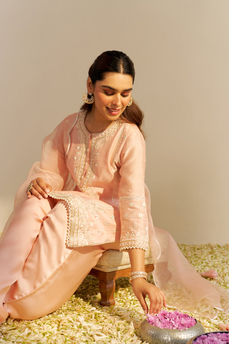 Zahra - Short Kurta With Dhoti And Dupatta