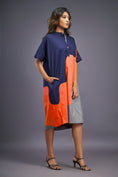 Load image into Gallery viewer, Navy Blue Orange Shift Dress
