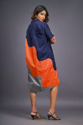 Load image into Gallery viewer, Navy Blue Orange Shift Dress

