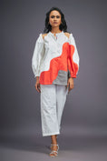 Load image into Gallery viewer, White Orange Cold Shoulder Shirt
