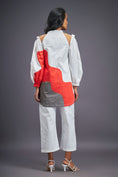 Load image into Gallery viewer, White Orange Cold Shoulder Shirt
