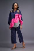 Load image into Gallery viewer, Navy Blue Pink Cold Shoulder Shirt
