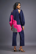Load image into Gallery viewer, Navy Blue Pink Cold Shoulder Shirt
