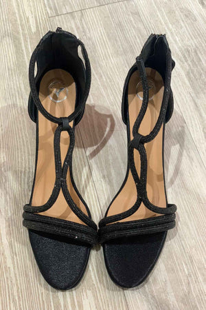 Black Elle Crisscross String Heel Sandals