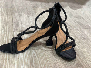 Black Elle Crisscross String Heel Sandals