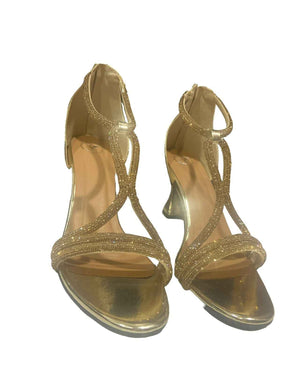 Gold Elle Crisscross String Heel Sandals
