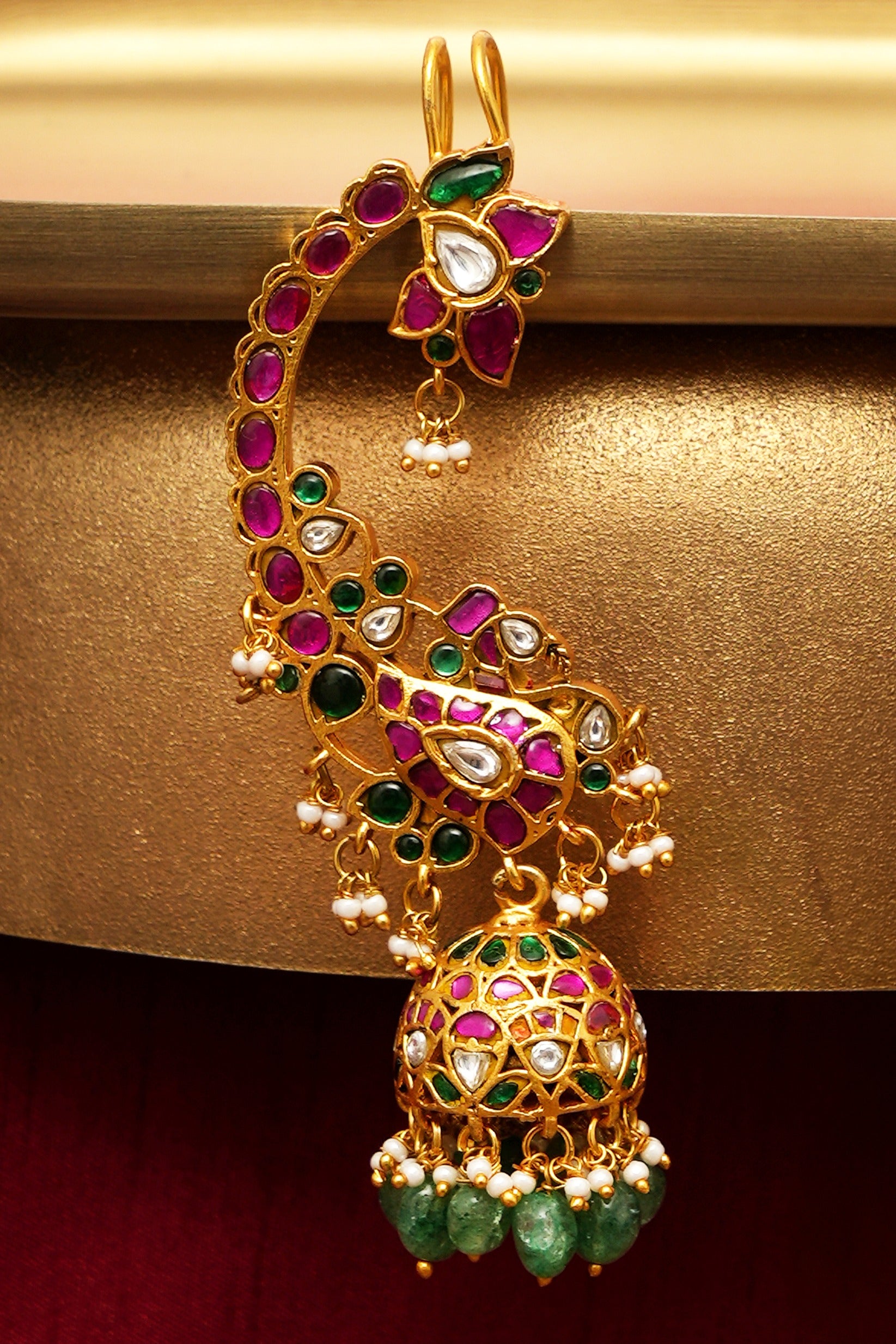 Premium Kundan Jadau Kaanphool Earrings