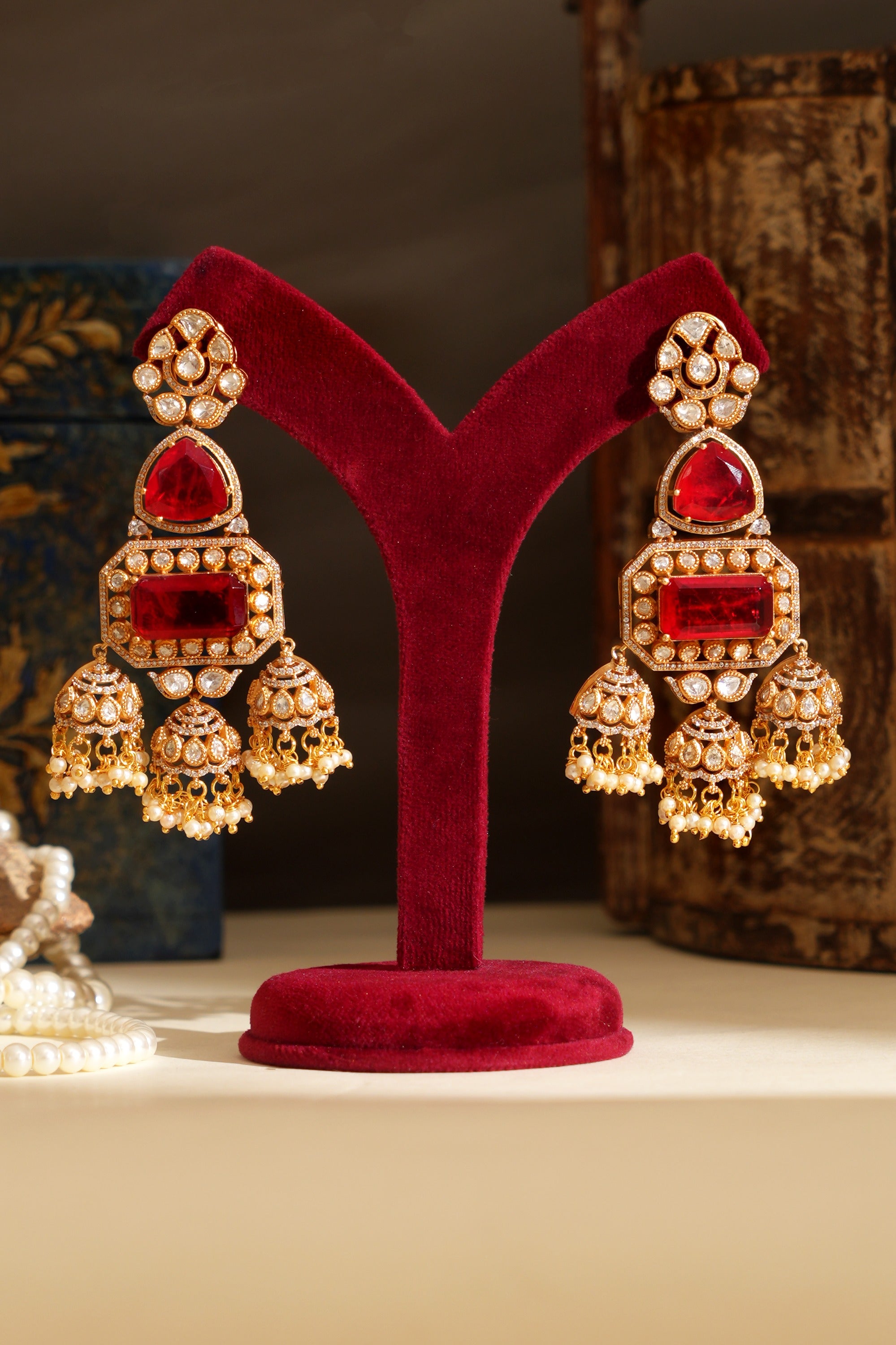 Radha Ruby Kundan Jhumka