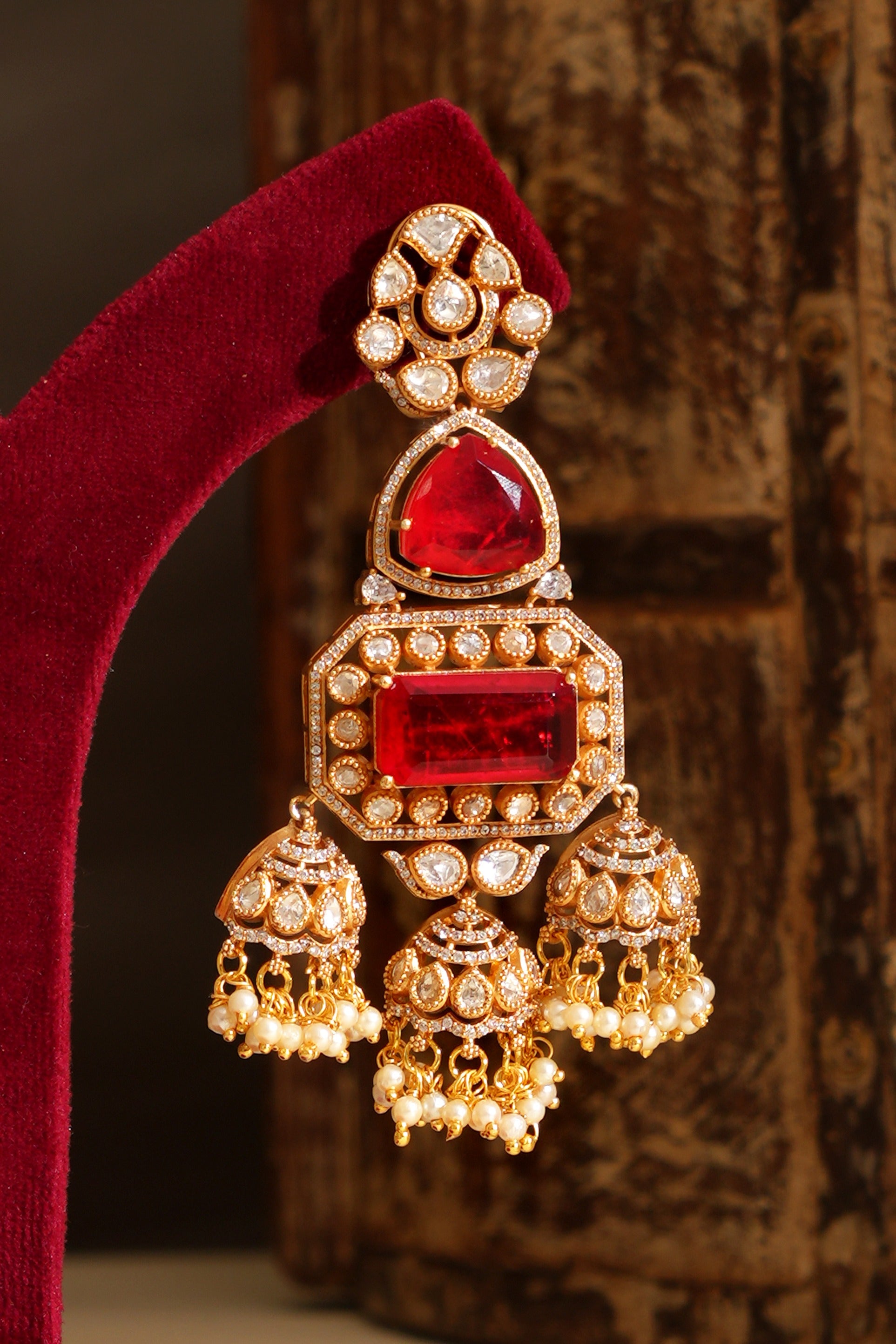 Radha Ruby Kundan Jhumka