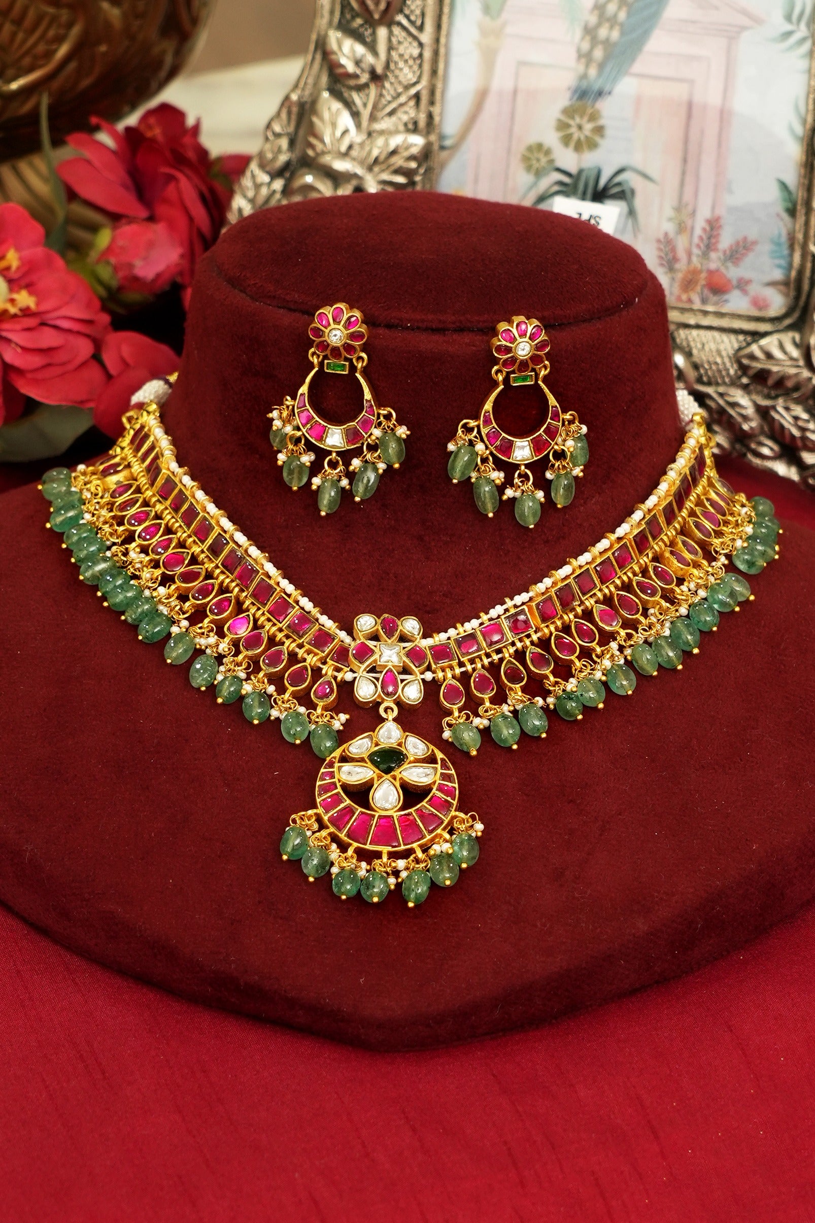 Traditional Kundan Jadau Temple Choker