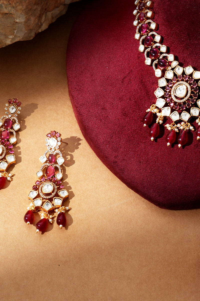 Charvi Ruby Kundan Necklace Set