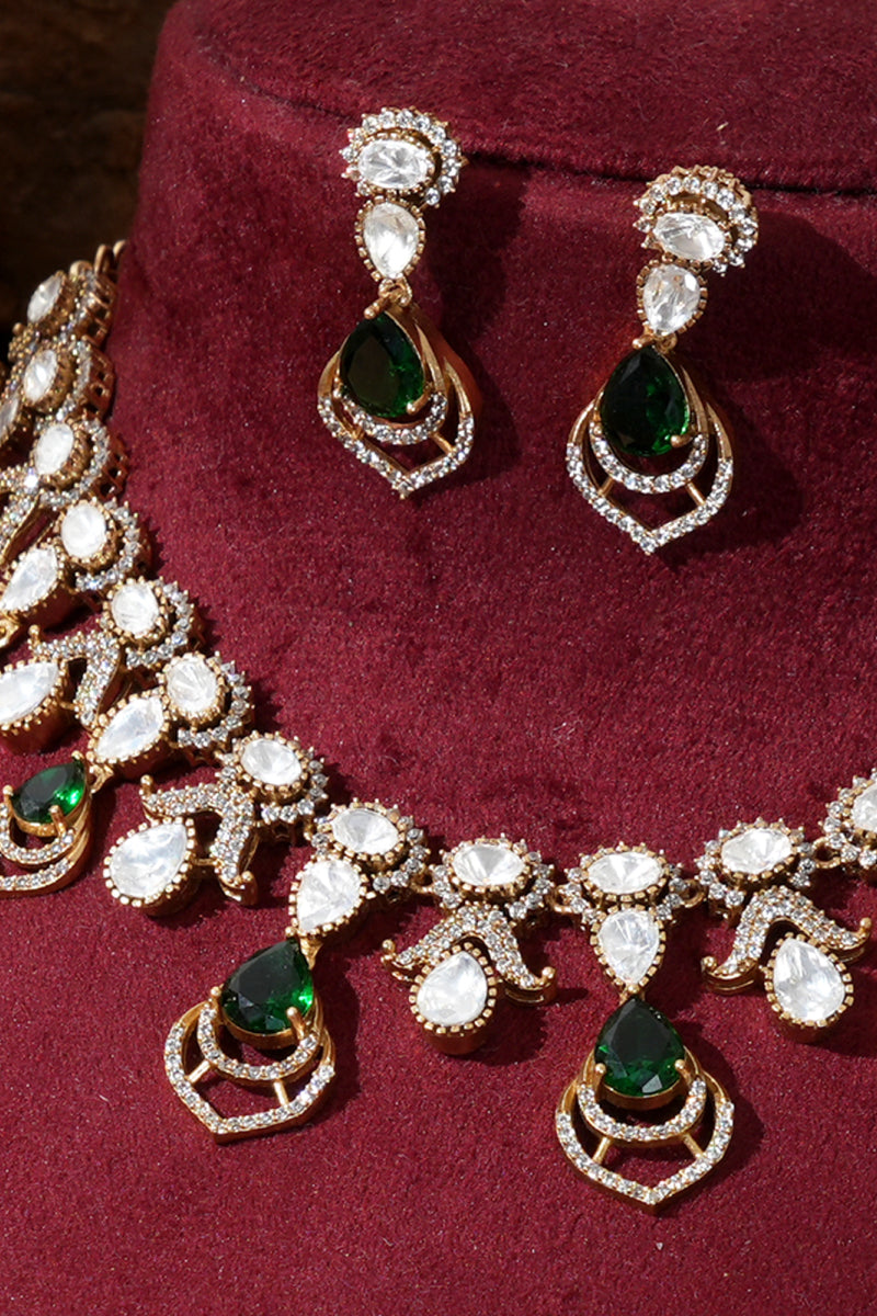 Falguni Emerald Green Kundan Necklace Set