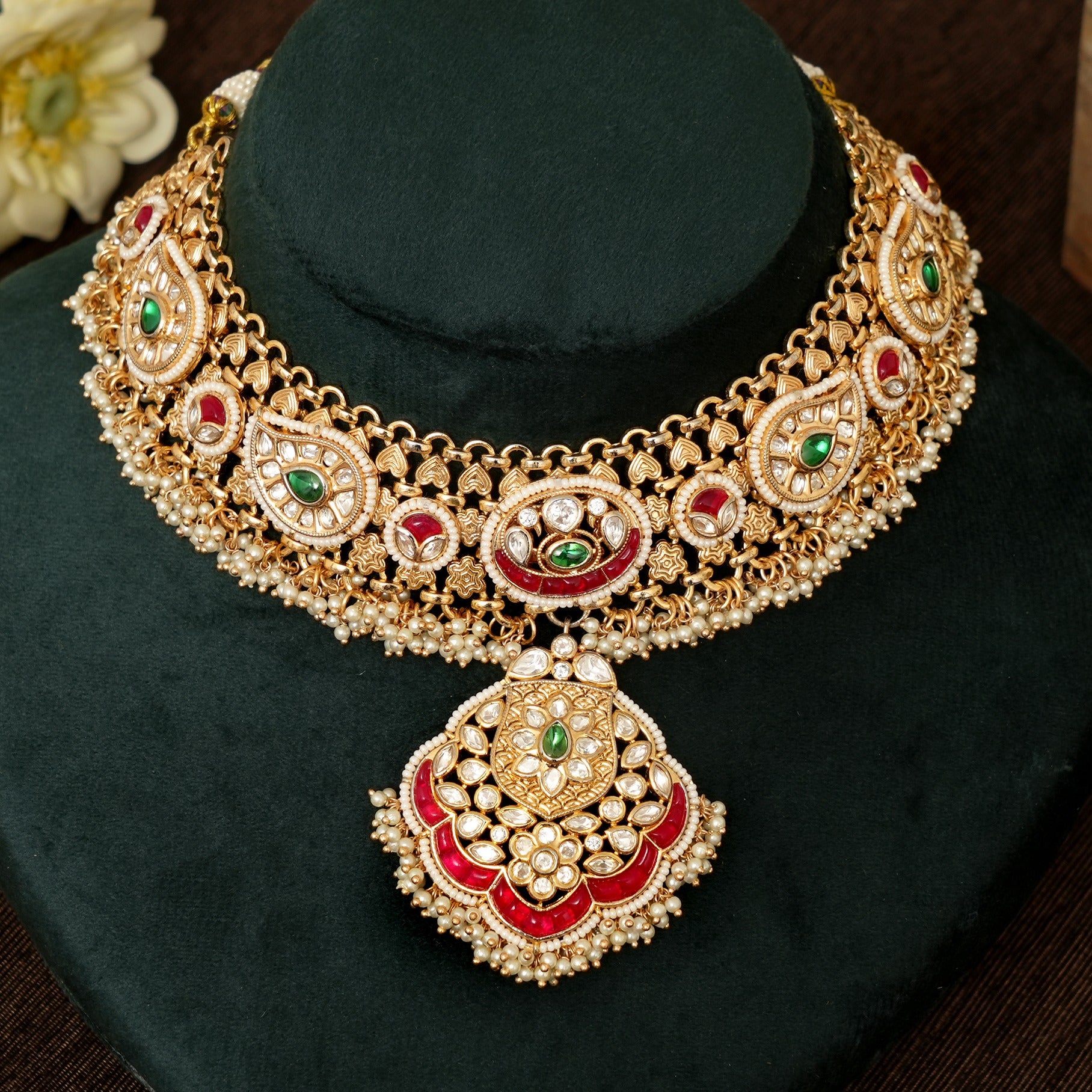 Dia Kundan Necklace Set