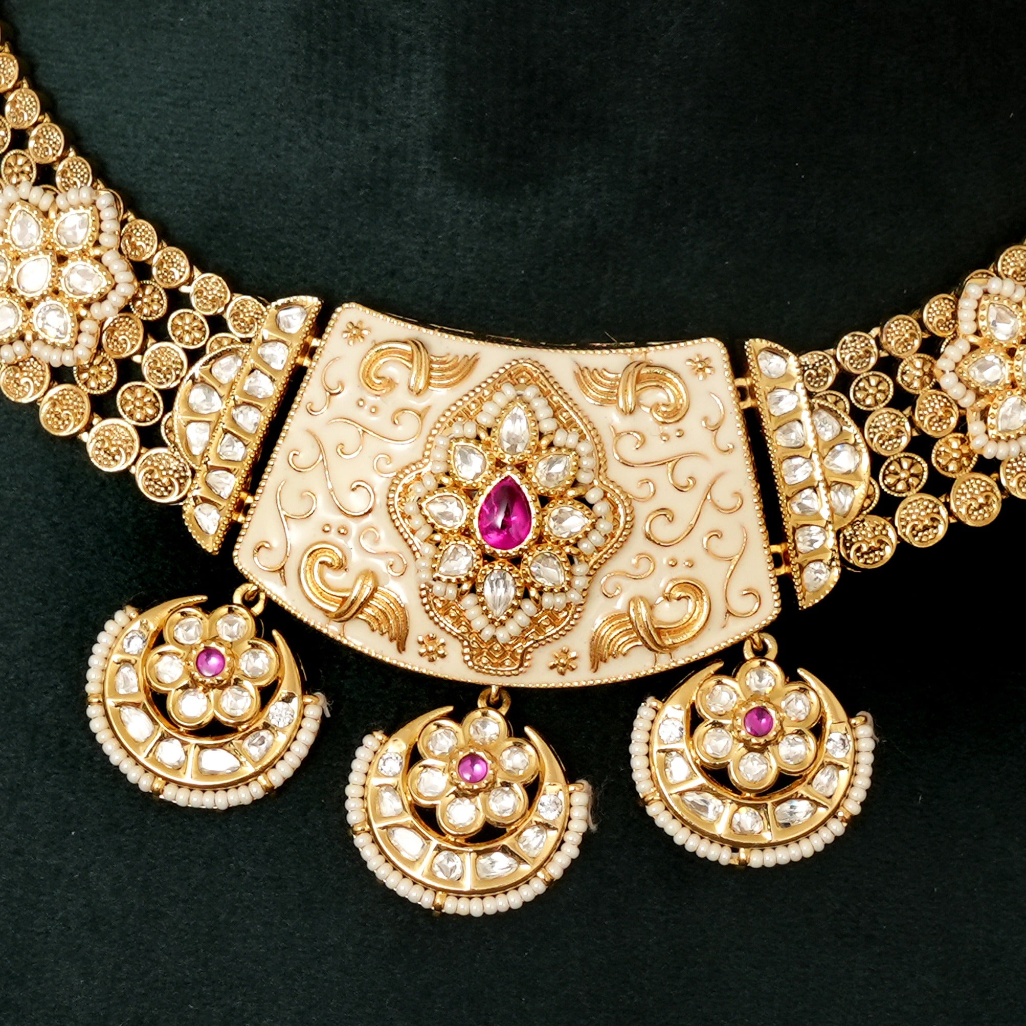 Lavya Kundan Meena Necklace Set