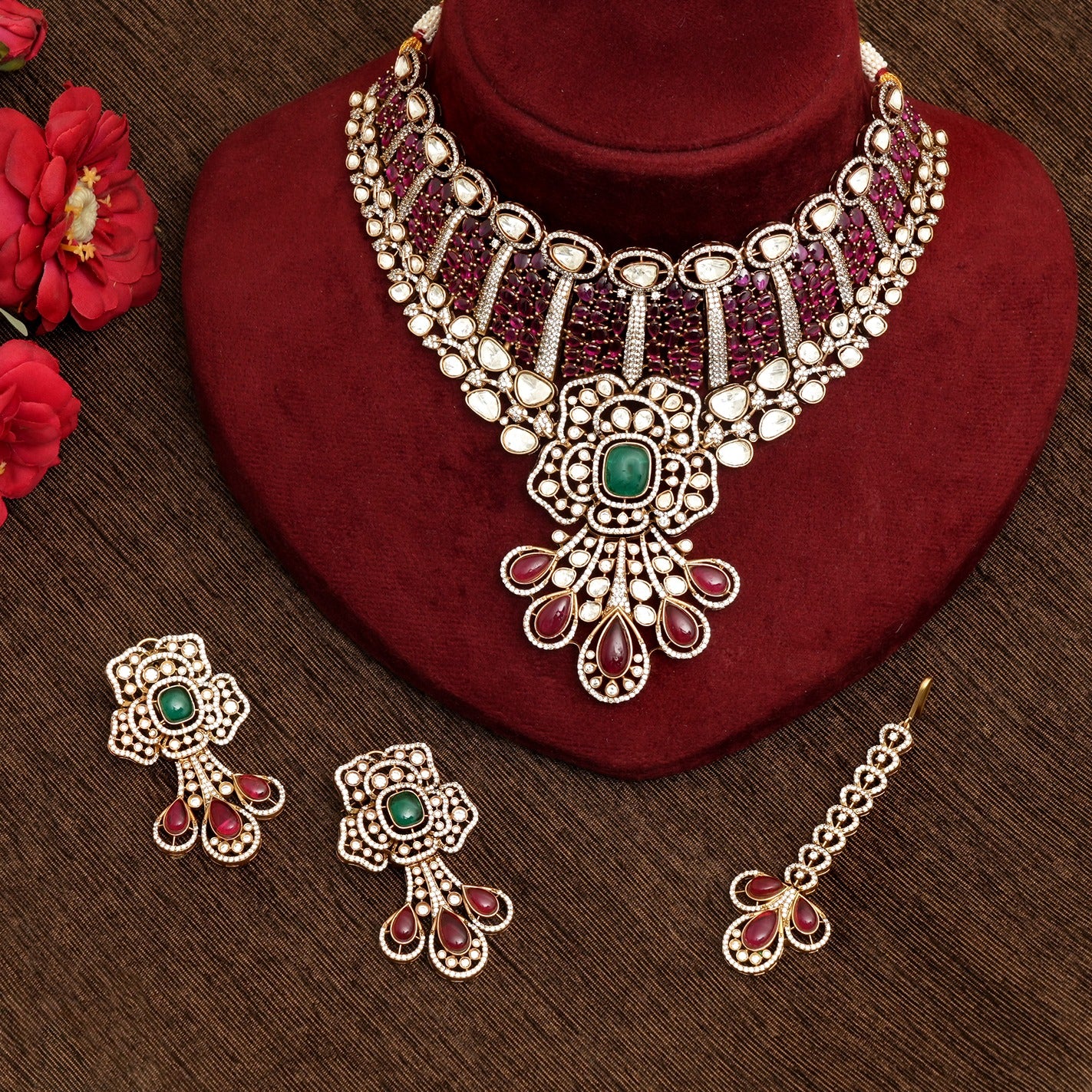 Mohana Kudan Polki Necklace Set