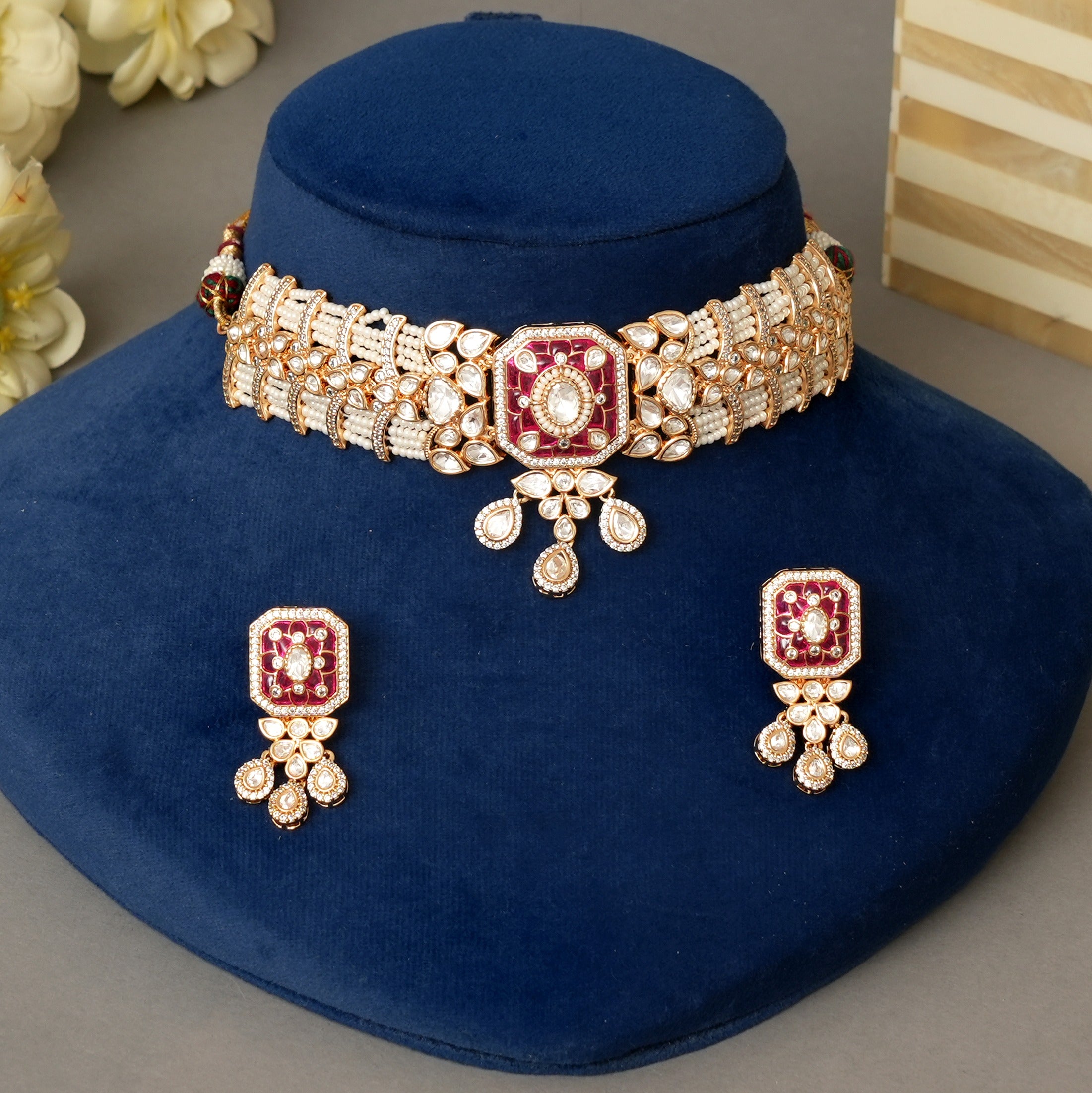 Ratna Kudan Polki Necklace Set