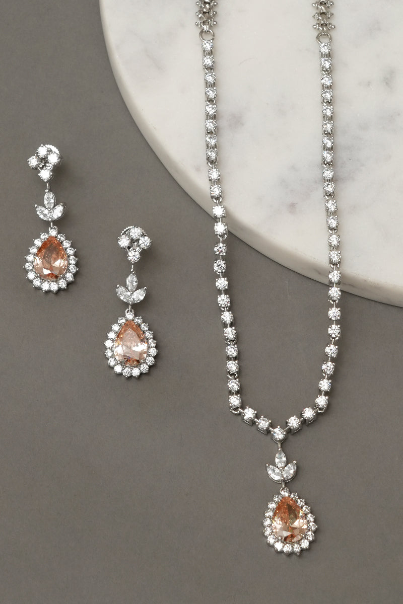 Rose Diamanté Necklace Set