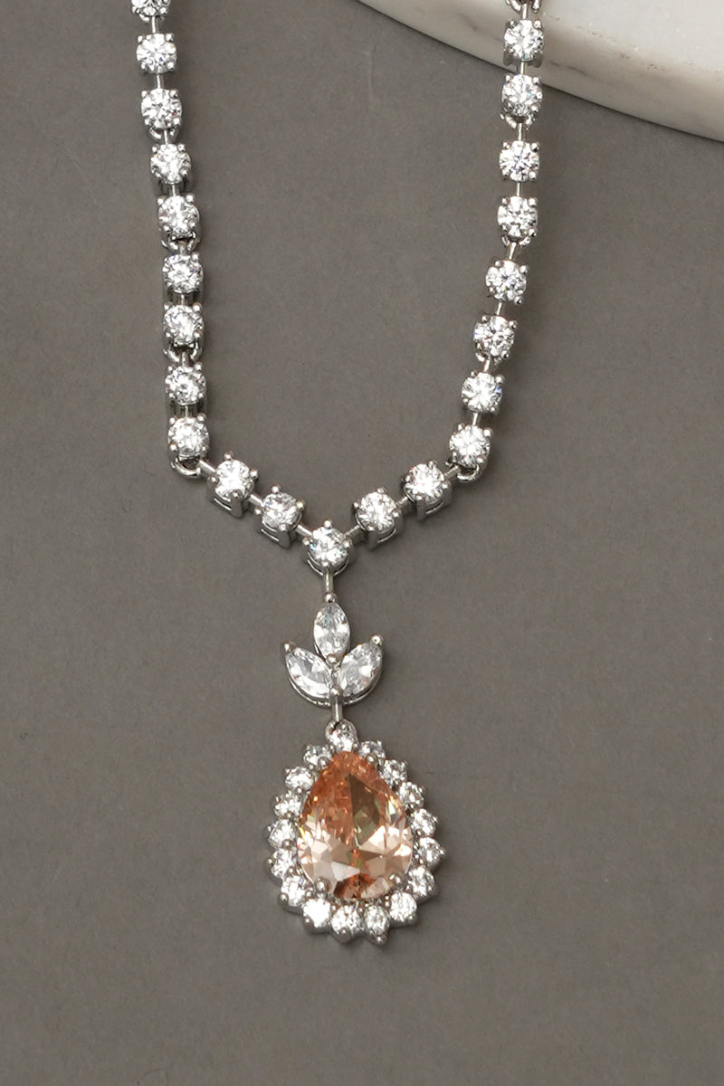 Rose Diamanté Necklace Set