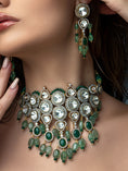 Load image into Gallery viewer, Jade Tumbles & Polki Bridal Necklace Set
