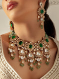 Load image into Gallery viewer, Green Polki Bridal Necklace Set
