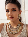 Load image into Gallery viewer, 2 in 1 Polki Bridal Necklace Set- front view

