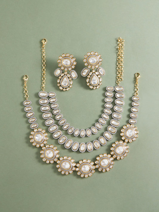 2 in 1 Polki Bridal Necklace Set- close view