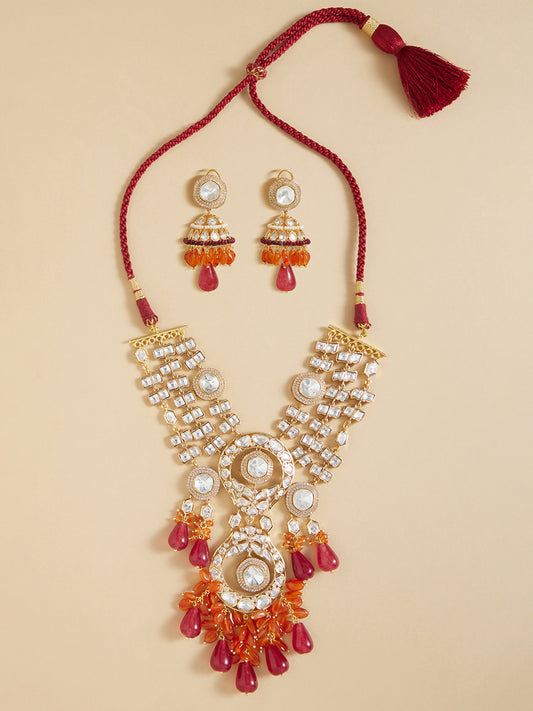 Multi Coloured Polki Bridal Necklace Set