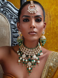 Load image into Gallery viewer, Bridal Necklace Set With Jades & Pearl Drops
