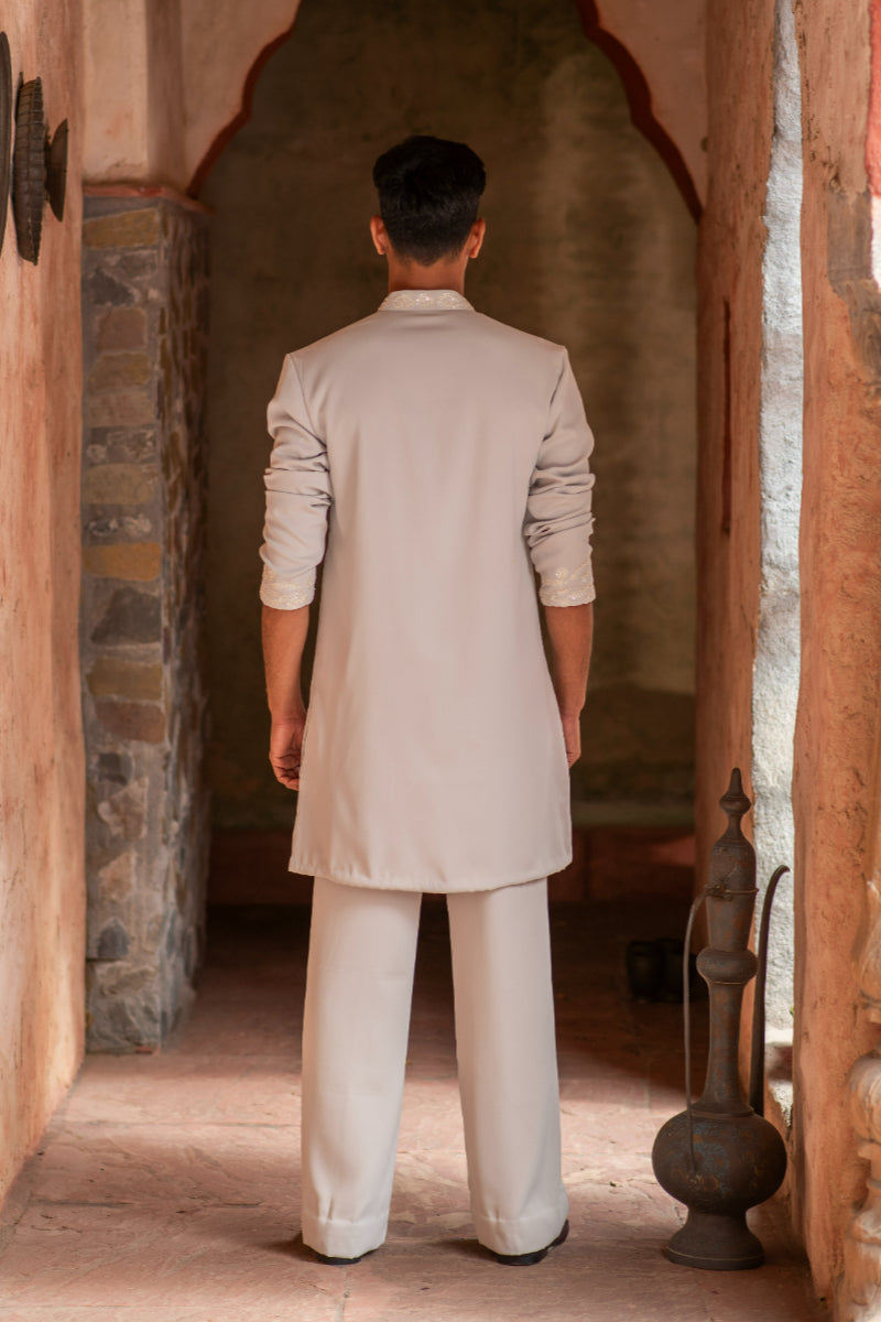 HAND EMBROIDERED TWILL CREPE KURTA PANT SET