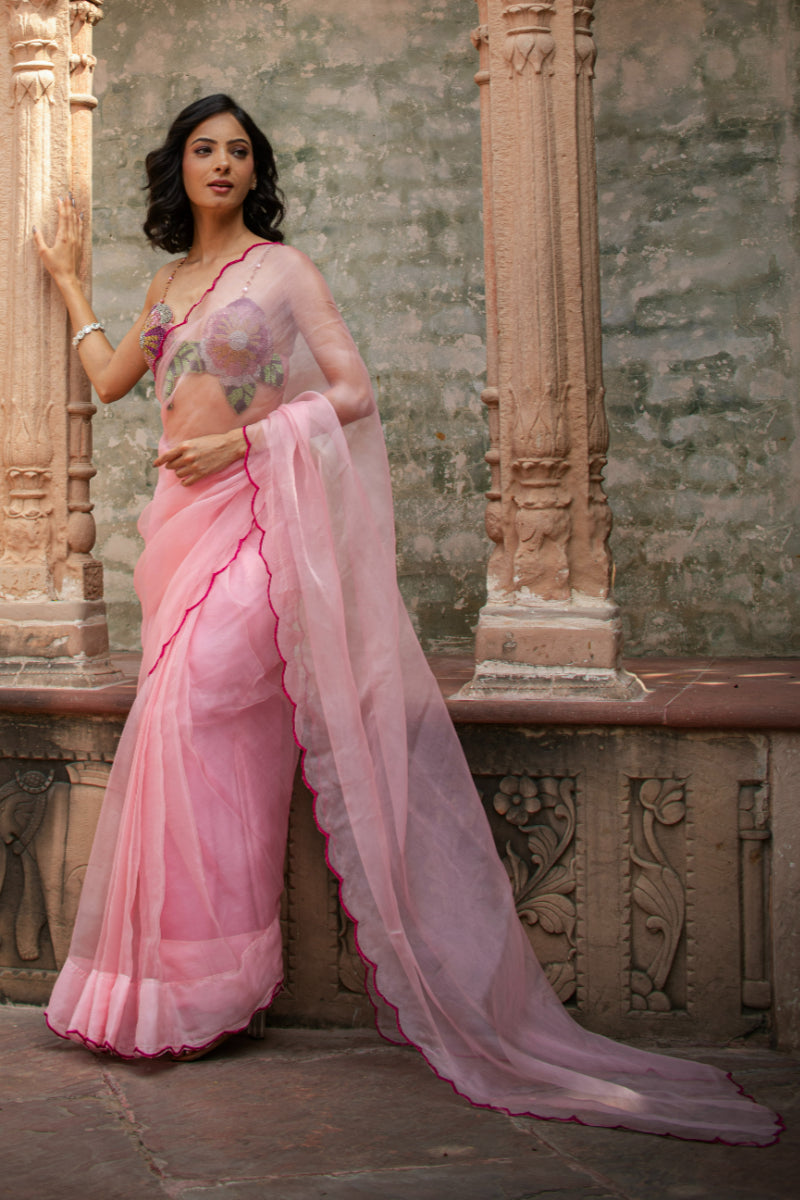 BLUSH BLOOM KAAGAZ SAREE
