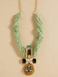 Load image into Gallery viewer, Gold Tone & Green Bespoke Pendant Necklace
