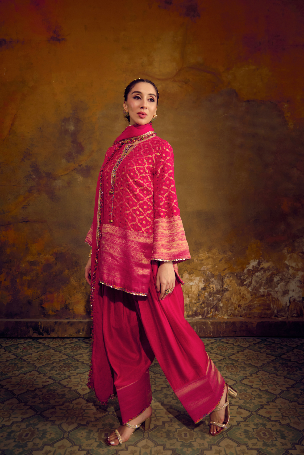 Naad Shakti - Pink Farshi Salwar Set with Tassle Detailing