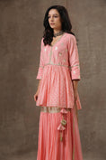 Load image into Gallery viewer, Peach Color Peplum Style Sharara Set
