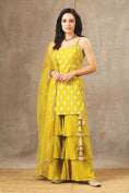 Load image into Gallery viewer, Olive Color Banarsi Embroidered Layered Sharara Set
