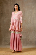 Load image into Gallery viewer, Pink Color Peplum Style Sharara Set
