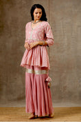 Load image into Gallery viewer, Pink Color Peplum Style Sharara Set
