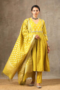 Load image into Gallery viewer, Yellow Chanderi Silk Yoke Kurta Set
