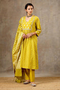 Load image into Gallery viewer, Yellow Chanderi Silk Yoke Kurta Set

