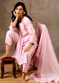 Load image into Gallery viewer, Hand Embroidered Chanderi Silk Pink Kurta Set
