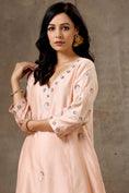 Load image into Gallery viewer, Peach Color Hand Embroidered Chanderi Silk Kurta Set
