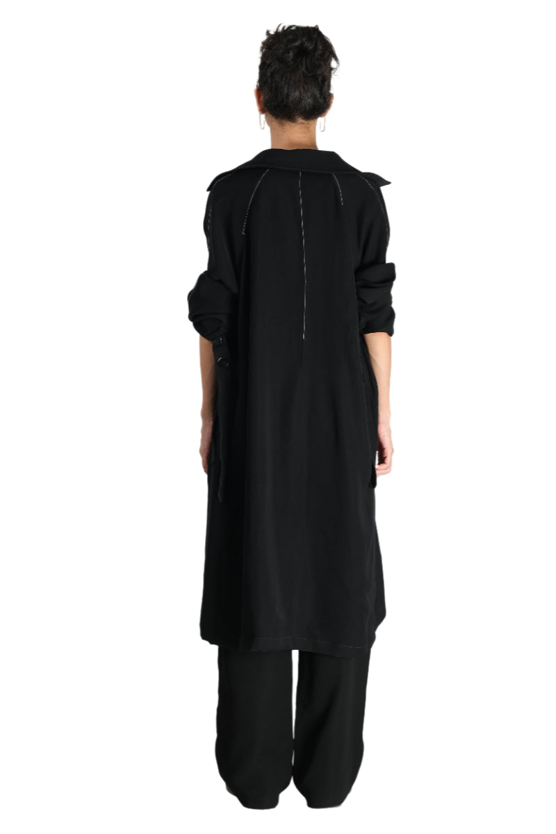 TRENCH COAT WITH AFFAIR CORSET PAIRED UP WITH HIGH WAISTED PANTS