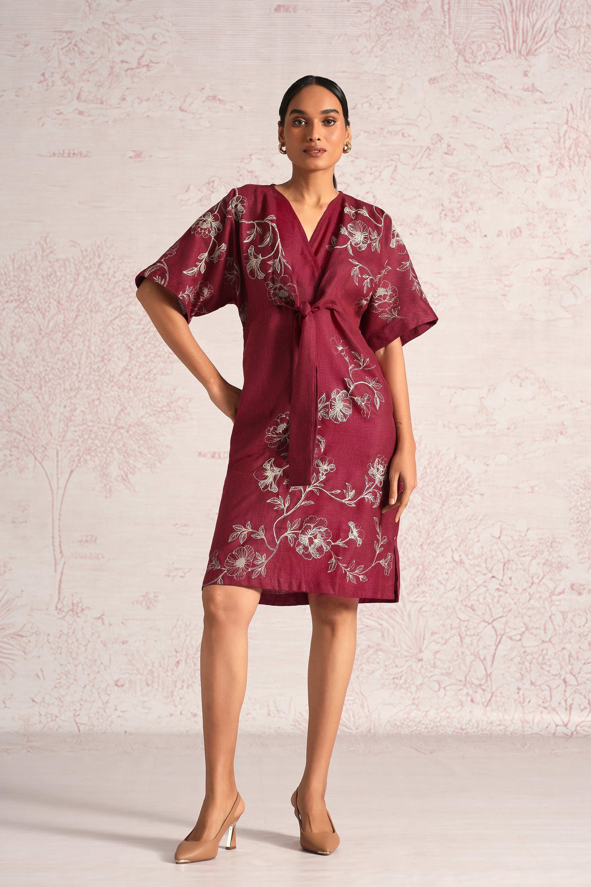 Bloomscape Cinch Dress - Merlot