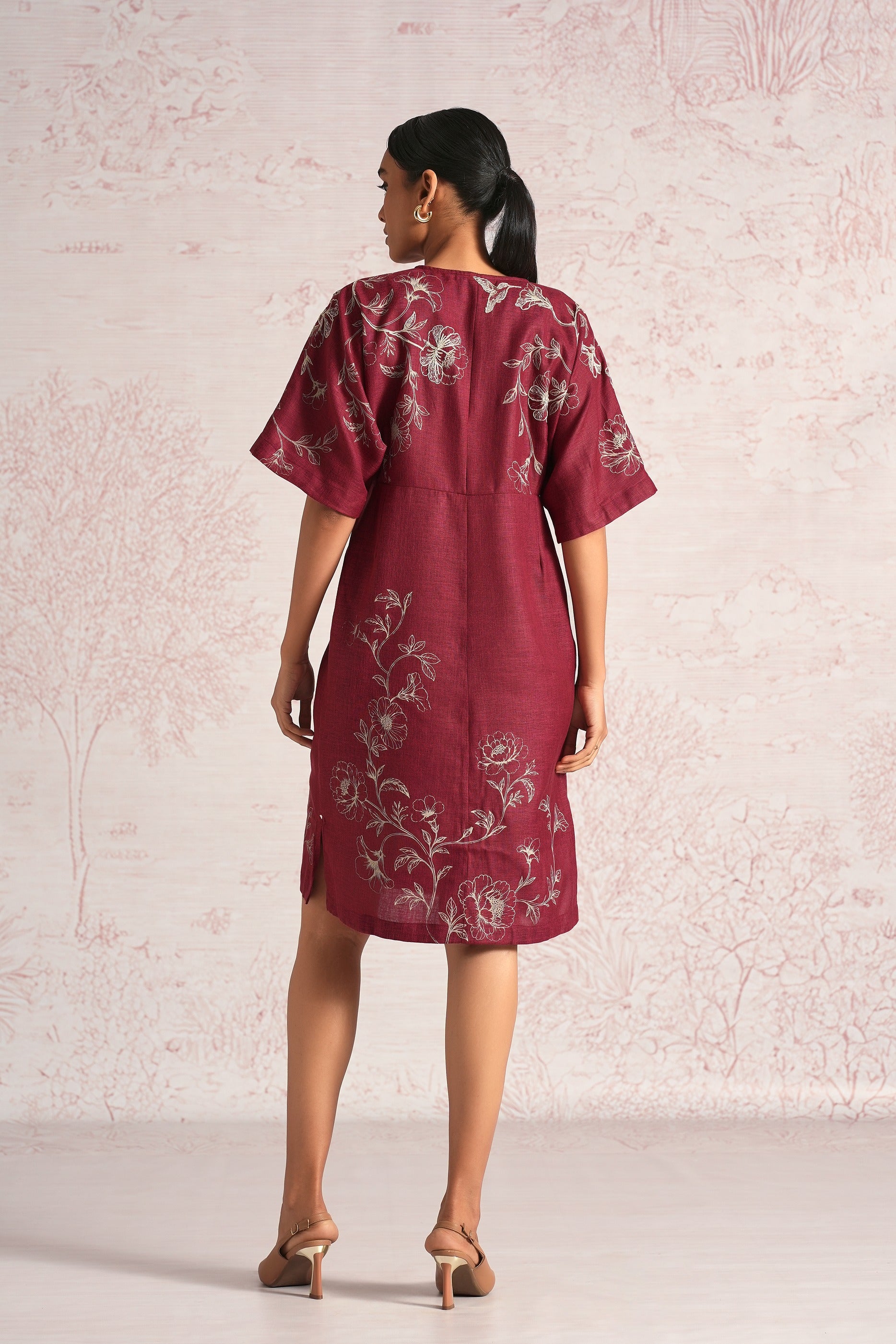Bloomscape Cinch Dress - Merlot