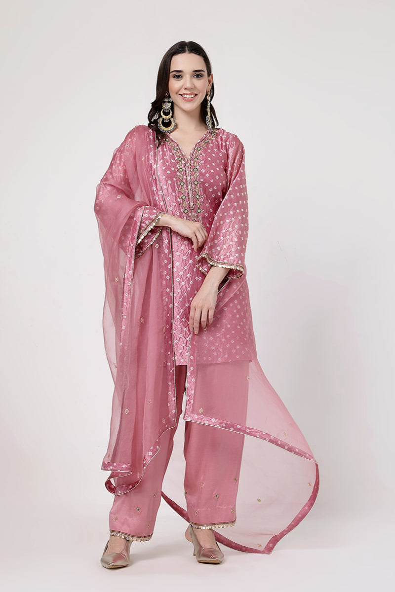 Blush Pink Bandhani Set