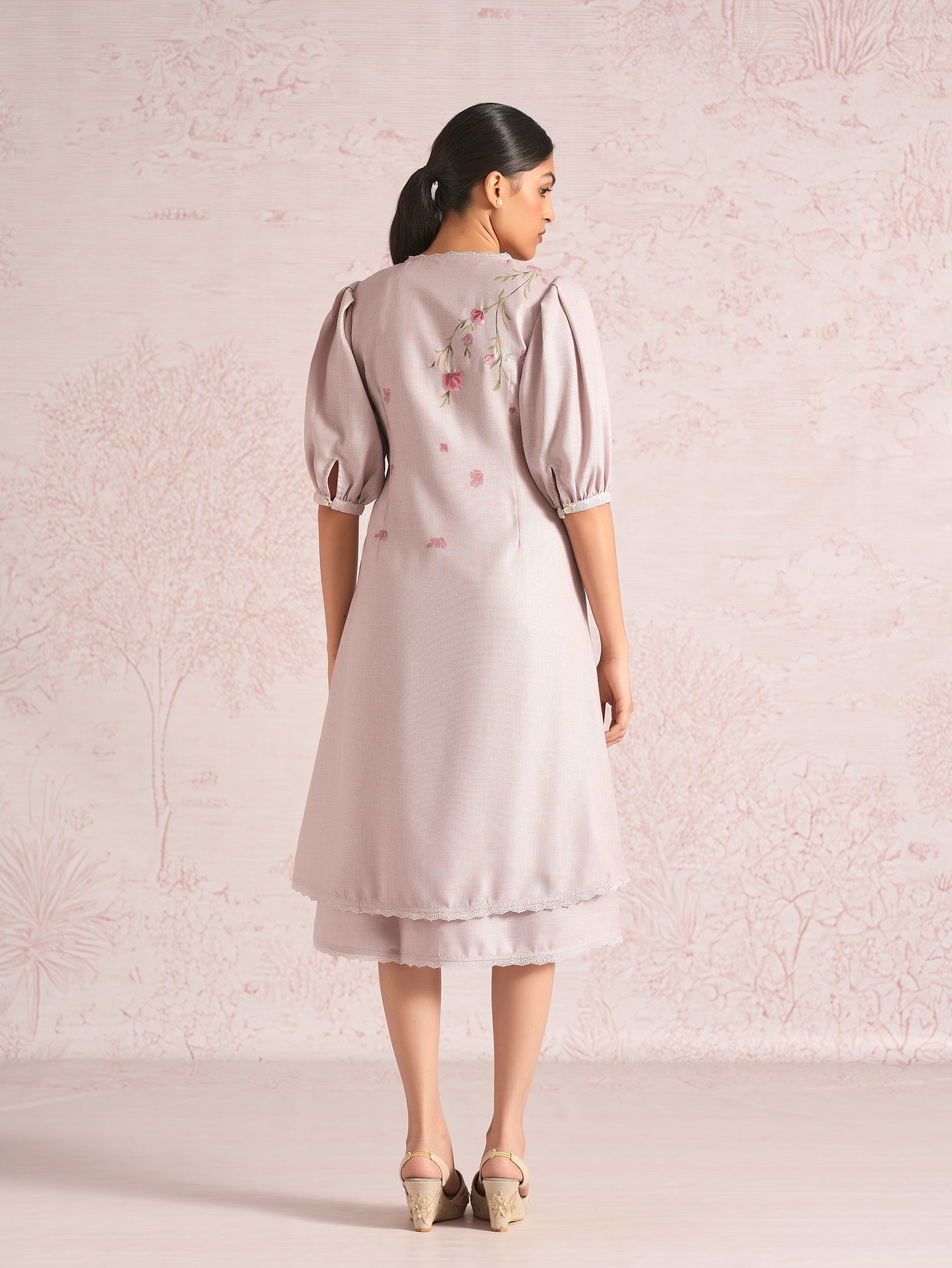 Blush Vines Elora Dress - Mauve