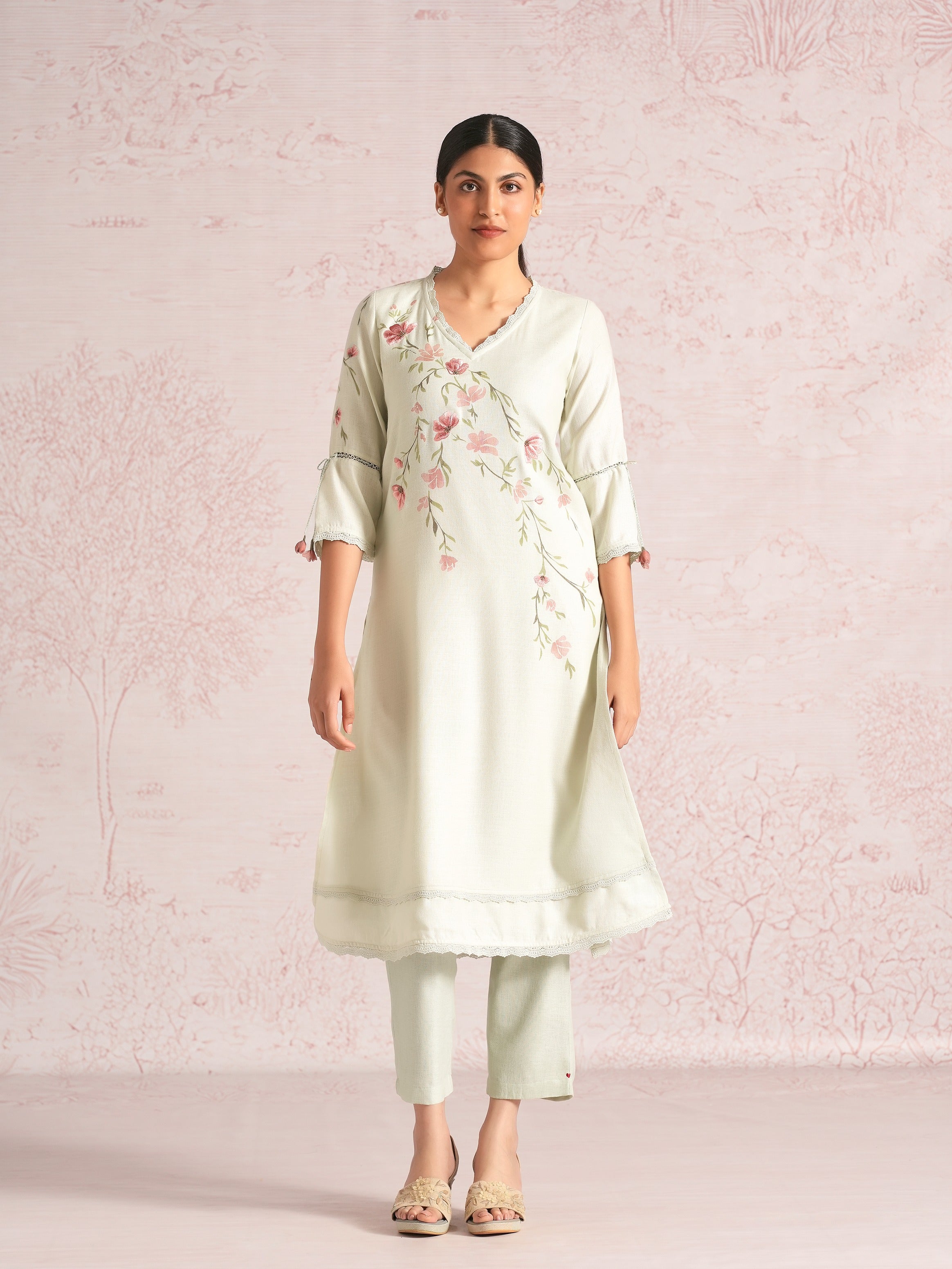Blush Vines Kurta set - Bonny