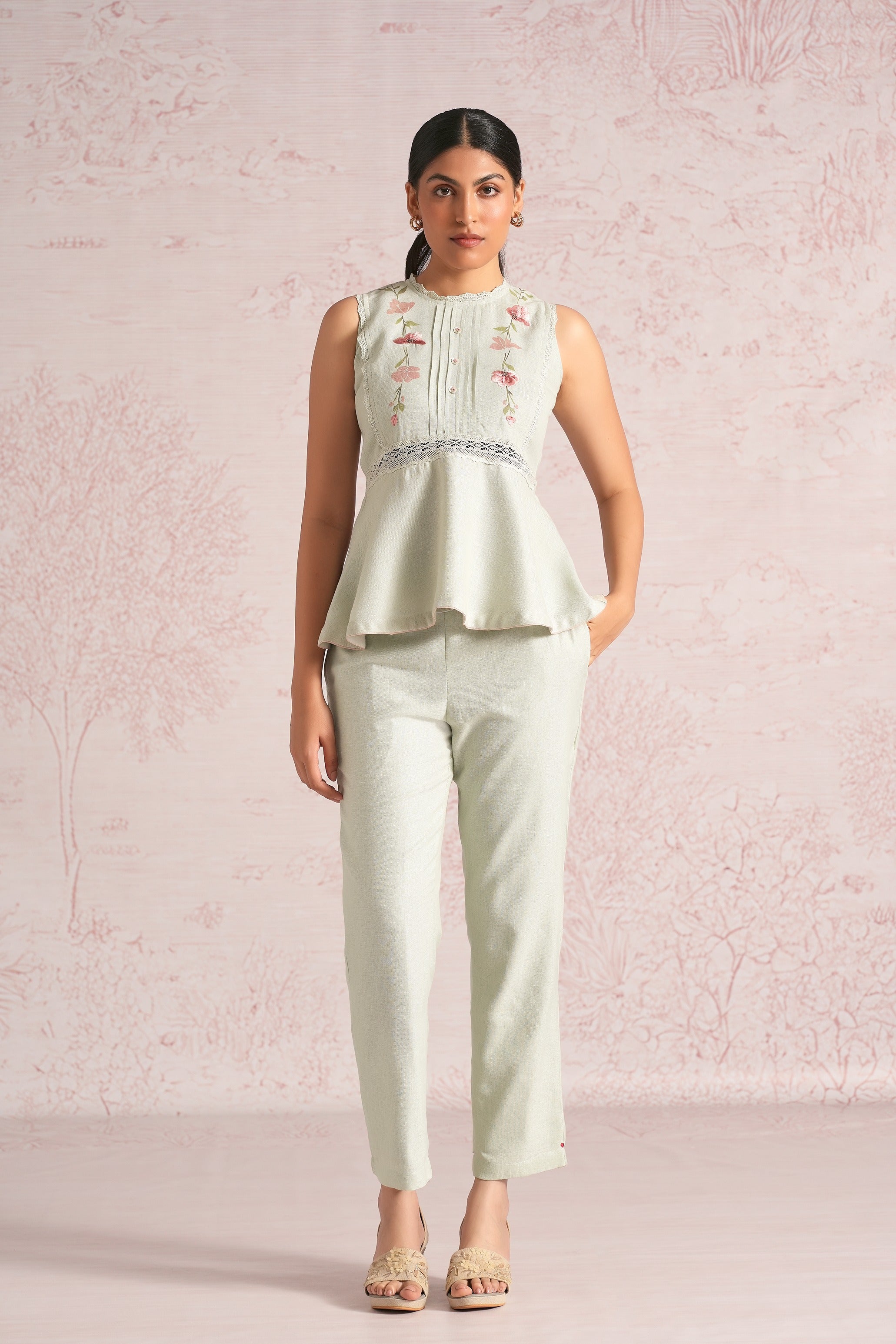 Blush Vines Peplum Co-ord - Bonny