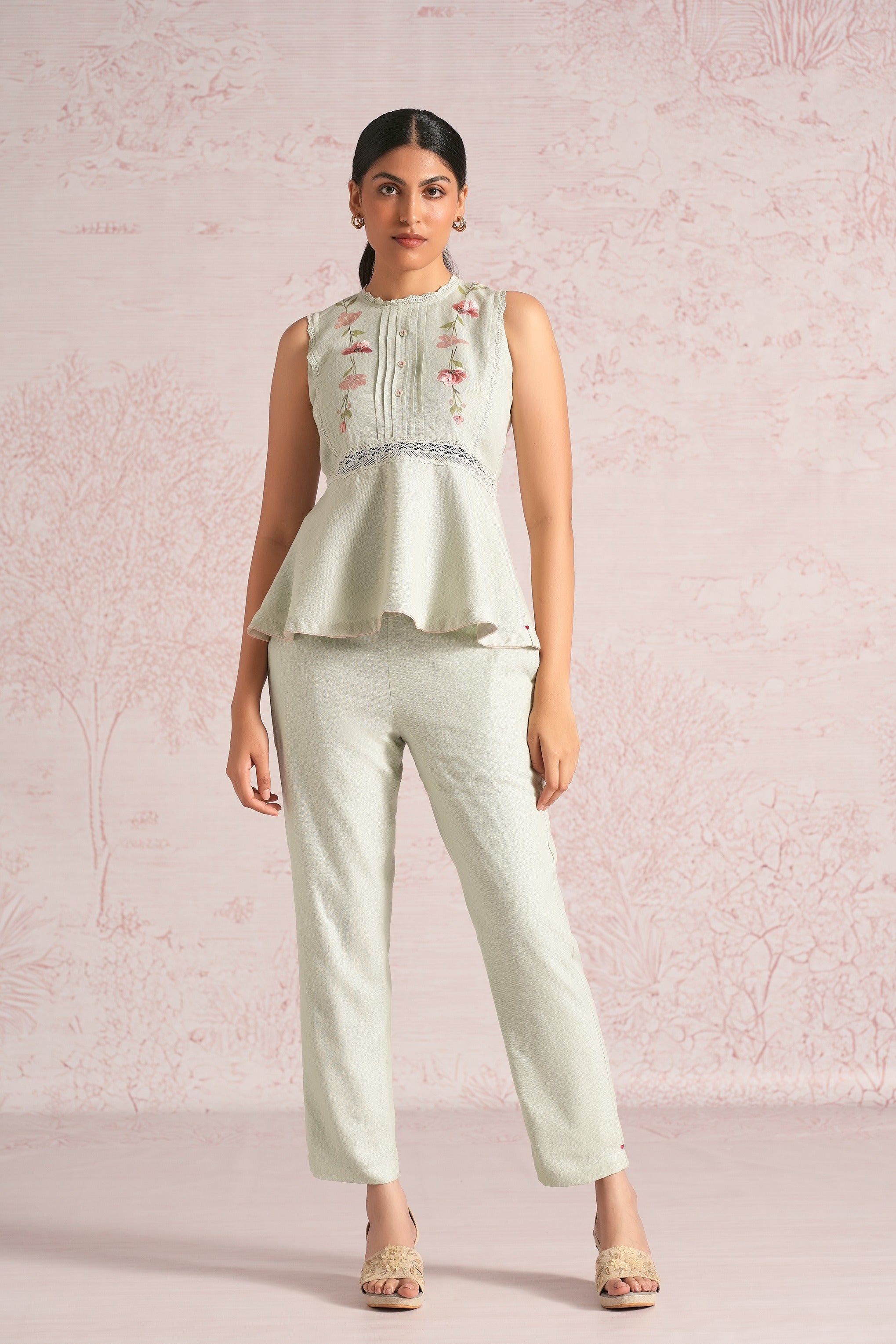 Blush Vines Peplum Co-ord - Bonny